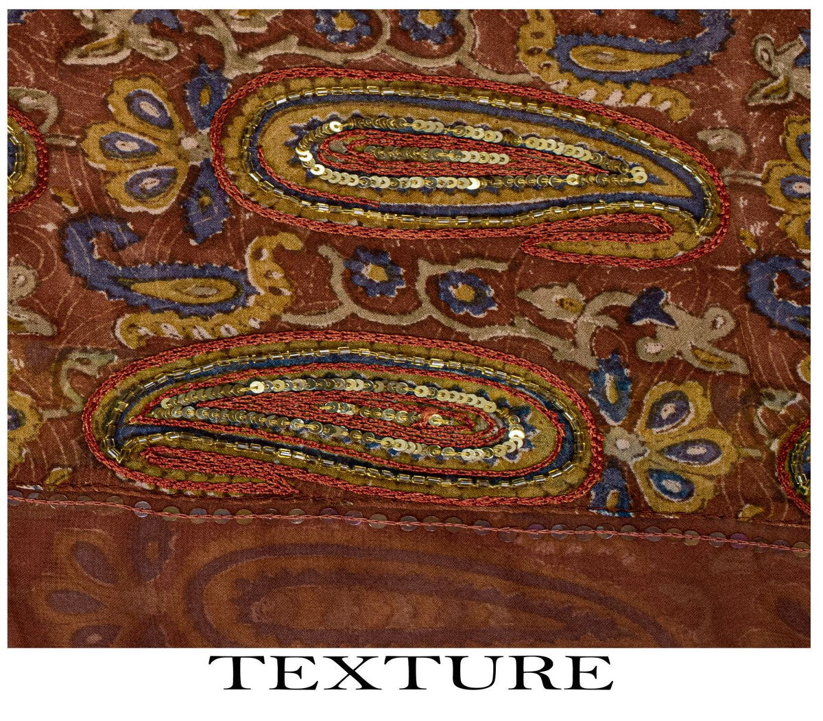 Sanskriti Vintage Hand Bead-Woven Pure Georgette Saree Brown Sari Craft Fabric