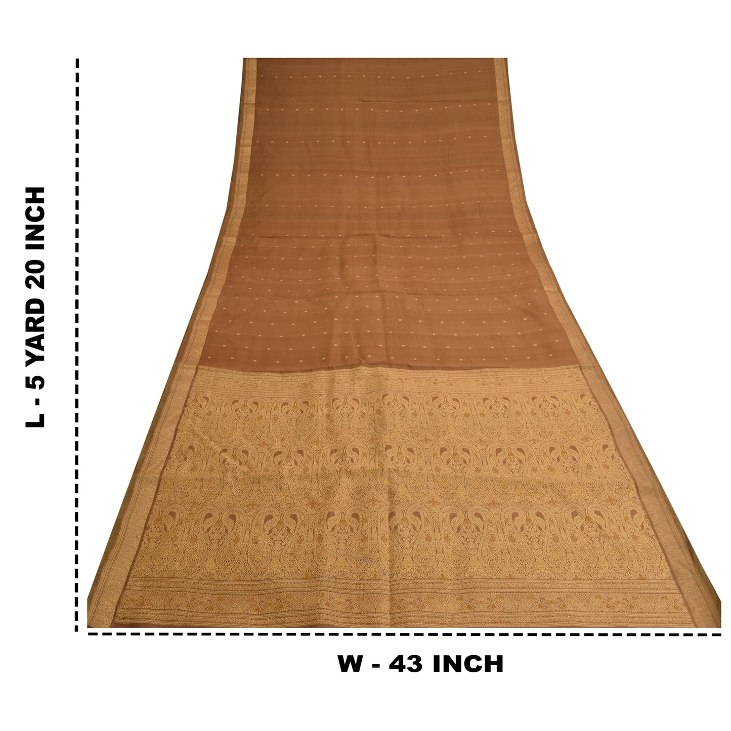 Sanskriti Vintage Brown Sarees 100% Pure Silk Woven Premium Fabric 5+ Yd Sari