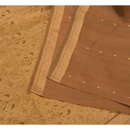 Sanskriti Vintage Brown Sarees 100% Pure Silk Woven Premium Fabric 5+ Yd Sari