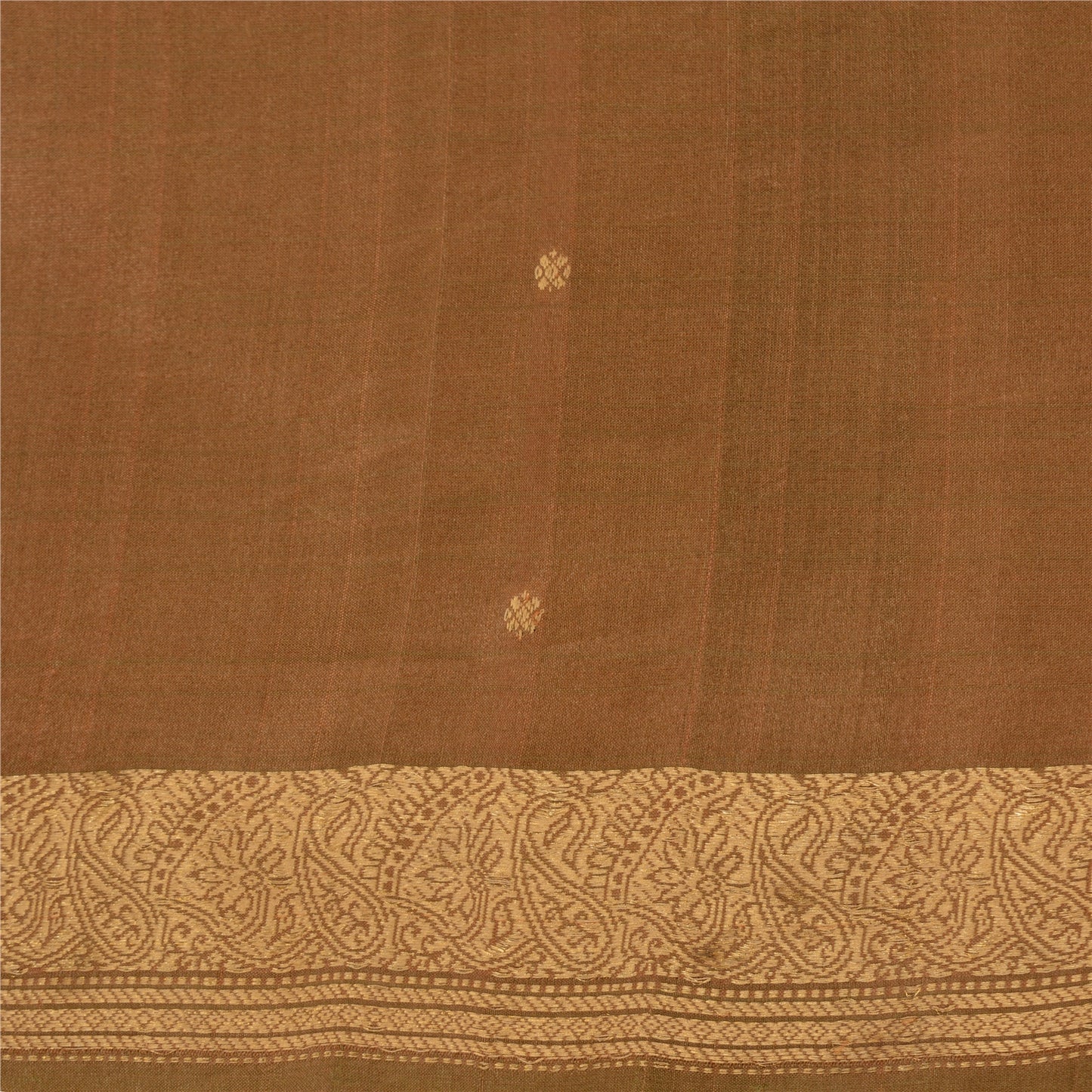 Sanskriti Vintage Brown Sarees 100% Pure Silk Woven Premium Fabric 5+ Yd Sari