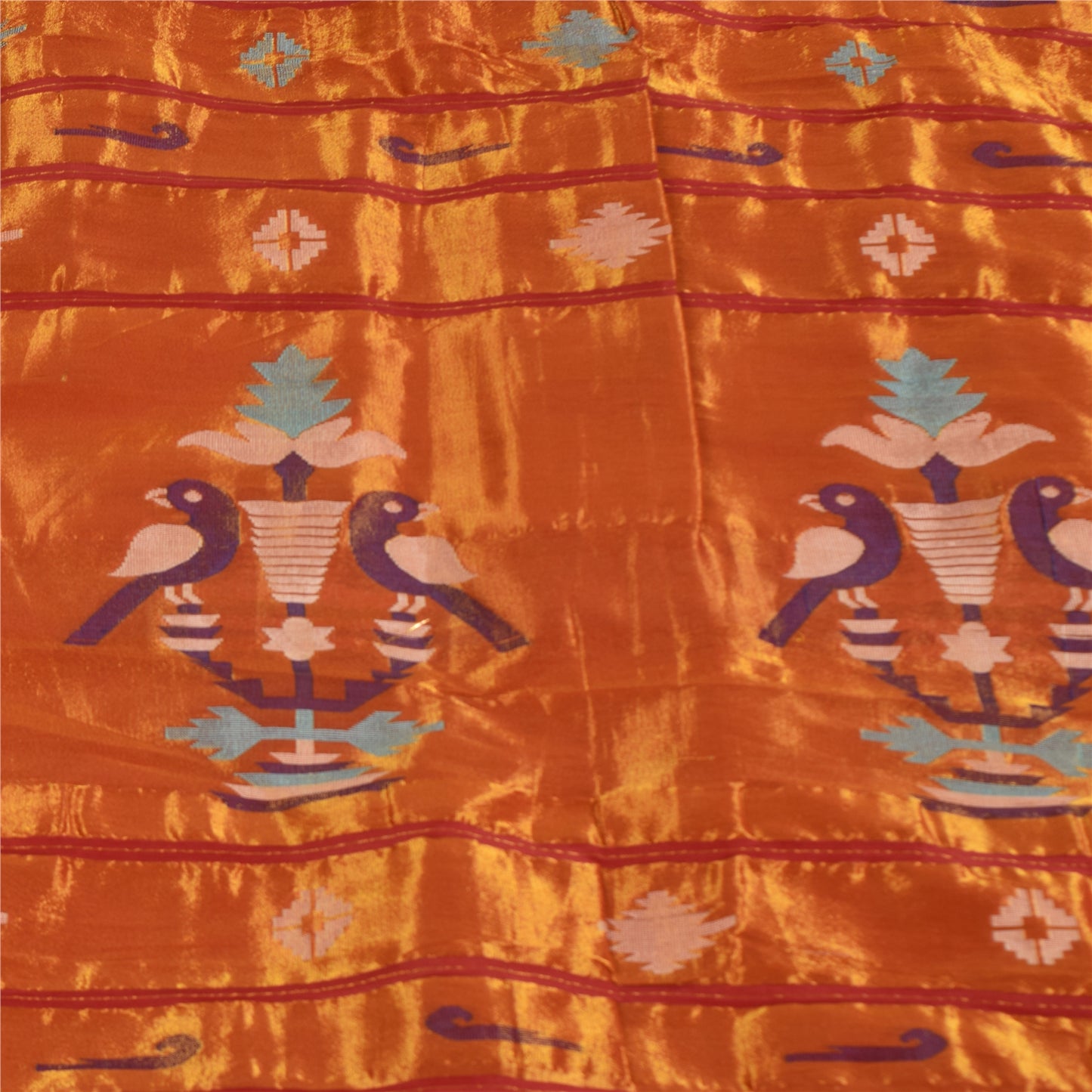 Sanskriti vintage Brown Sarees Blend Cotton Woven Premium Sari 6+yd Craft Fabric