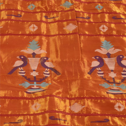 Sanskriti vintage Brown Sarees Blend Cotton Woven Premium Sari 6+yd Craft Fabric