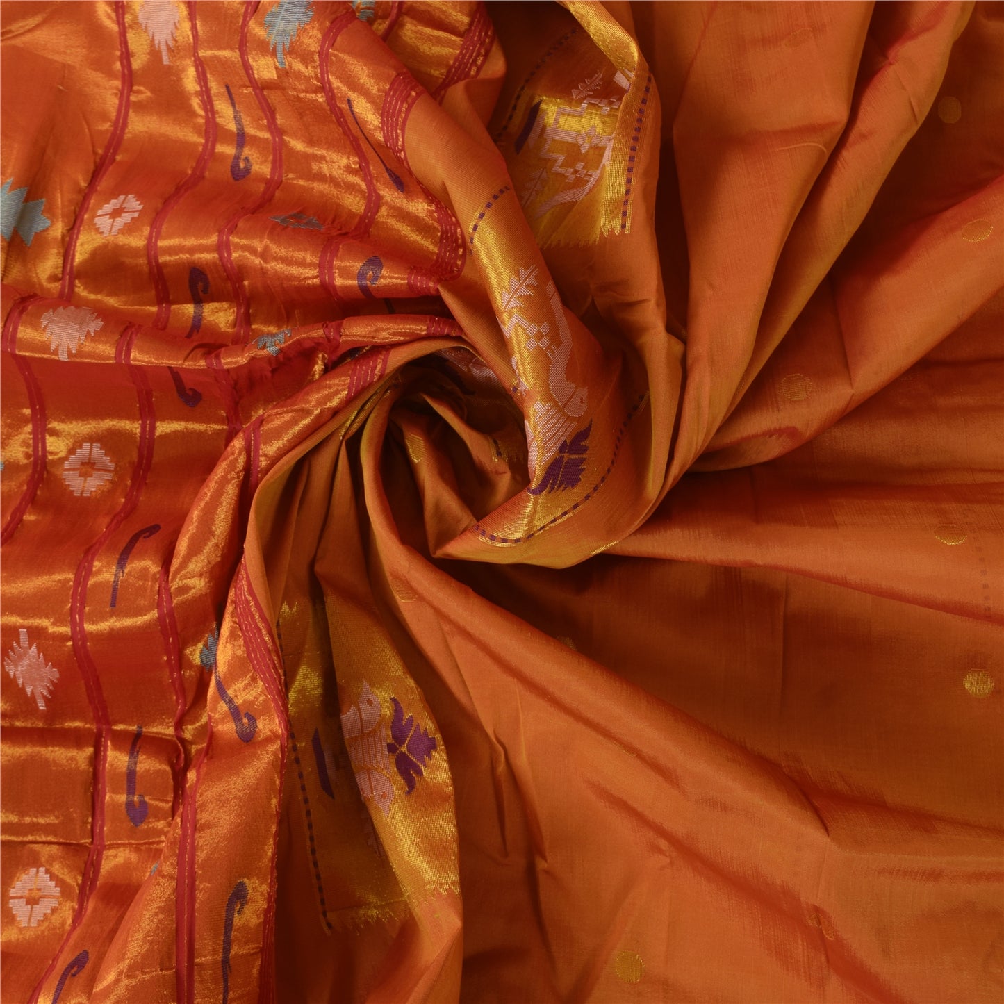 Sanskriti vintage Brown Sarees Blend Cotton Woven Premium Sari 6+yd Craft Fabric