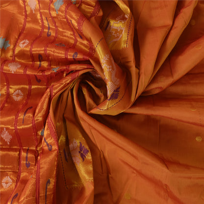 Sanskriti vintage Brown Sarees Blend Cotton Woven Premium Sari 6+yd Craft Fabric