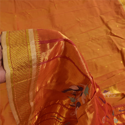 Sanskriti vintage Brown Sarees Blend Cotton Woven Premium Sari 6+yd Craft Fabric