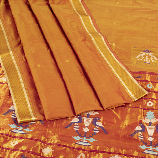 Sanskriti vintage Brown Sarees Blend Cotton Woven Premium Sari 6+yd Craft Fabric