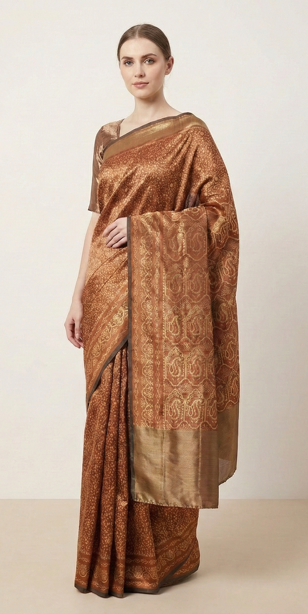 Санскрити Винтаж Зеленый Сари Искусство Шелк Тканый Ремесло Декор Экологичная Ткань Сари Блуза ПК