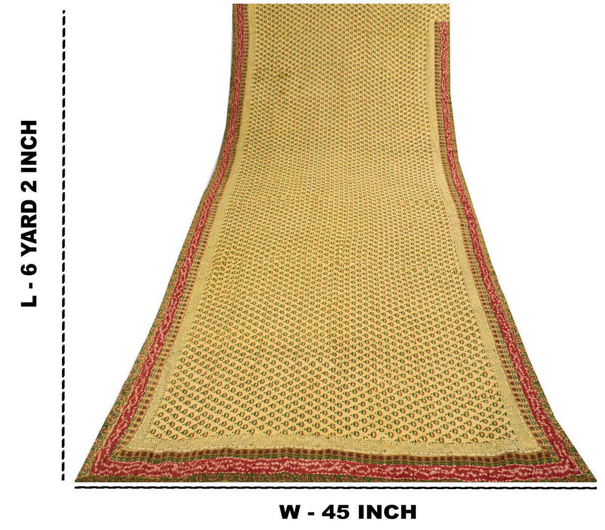 Sanskriti Vintage Saree Block Print-Bandhani Patch Blend Georgette Beige Sari