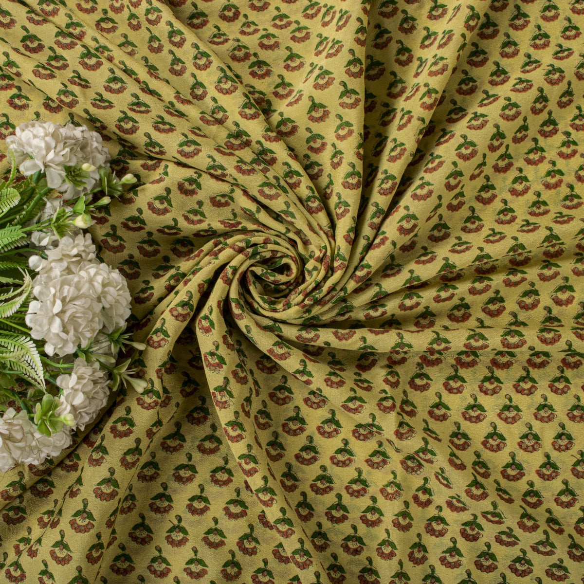 Sanskriti Vintage Saree Block Print-Bandhani Patch Blend Georgette Beige Sari