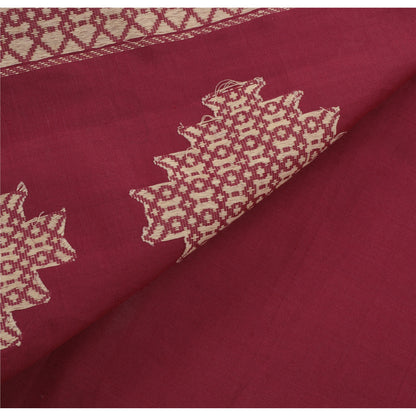 Sanskriti vintage Kasuti Style Hand Woven Art Silk Saree Red Sari Craft Fabric