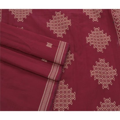 Sanskriti vintage Kasuti Style Hand Woven Art Silk Saree Red Sari Craft Fabric