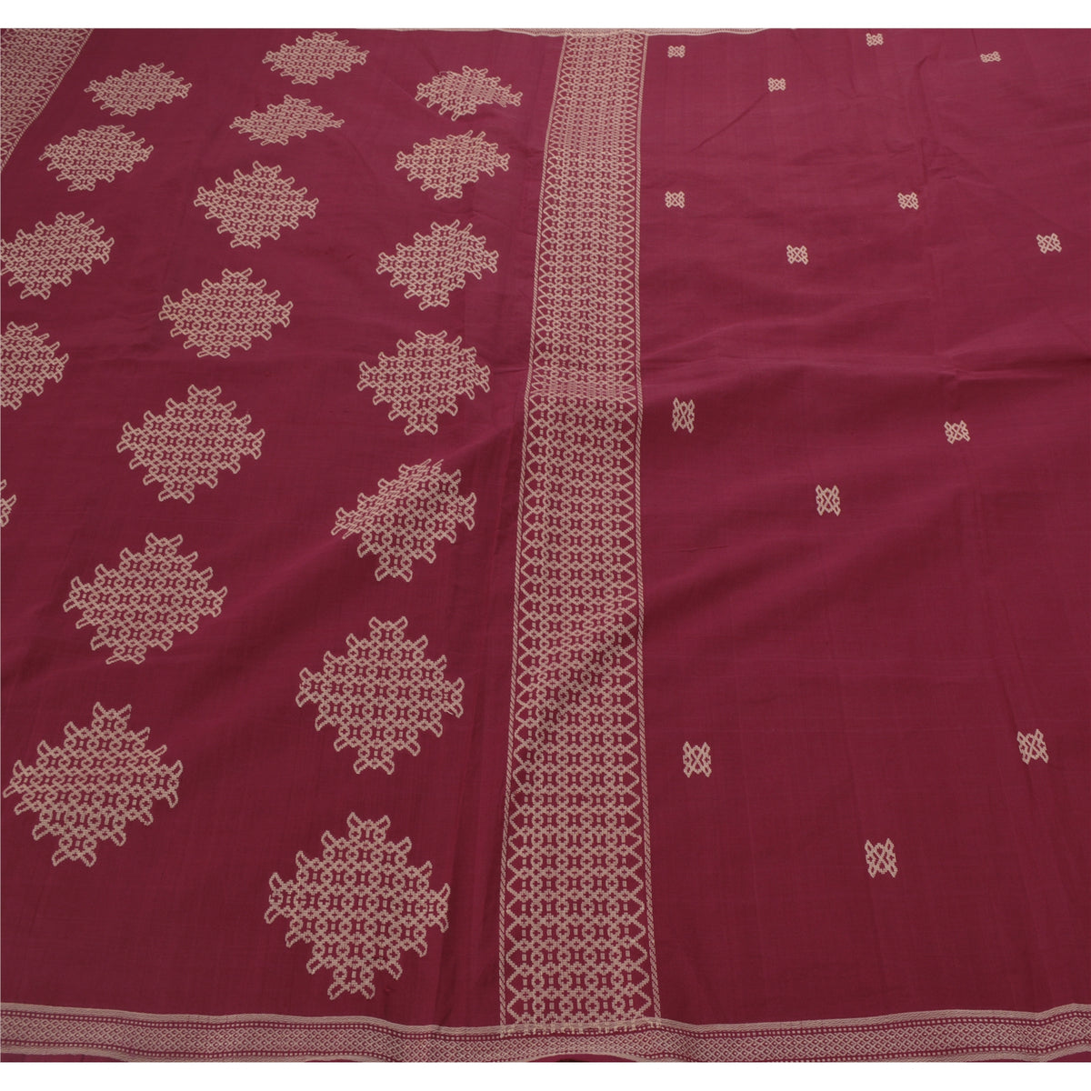 Sanskriti vintage Kasuti Style Hand Woven Art Silk Saree Red Sari Craft Fabric