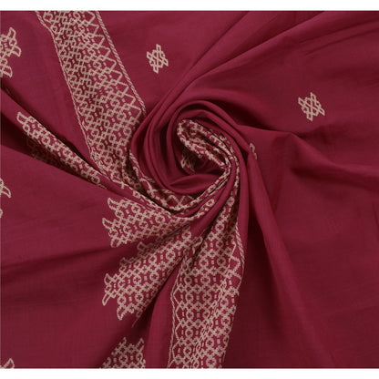 Sanskriti vintage Kasuti Style Hand Woven Art Silk Saree Red Sari Craft Fabric