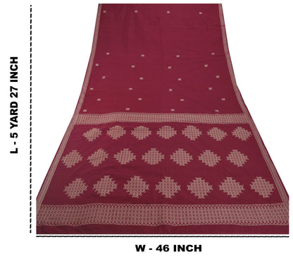 Sanskriti vintage Kasuti Style Hand Woven Art Silk Saree Red Sari Craft Fabric