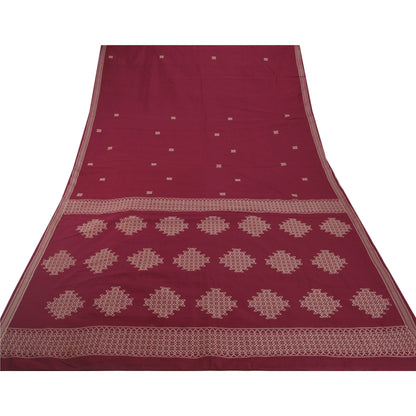 Sanskriti vintage Kasuti Style Hand Woven Art Silk Saree Red Sari Craft Fabric