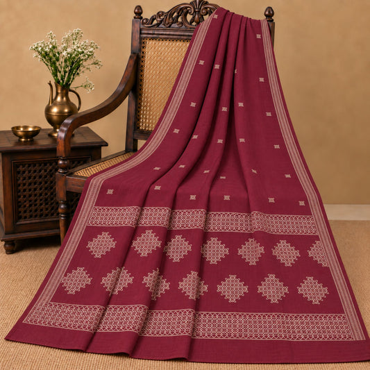 Sanskriti vintage Kasuti Style Hand Woven Art Silk Saree Red Sari Craft Fabric