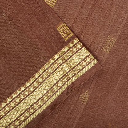 Sanskriti vintage Bhagalpuri Woven 100% Pure Tussar Silk Saree Brown Sari Fabric