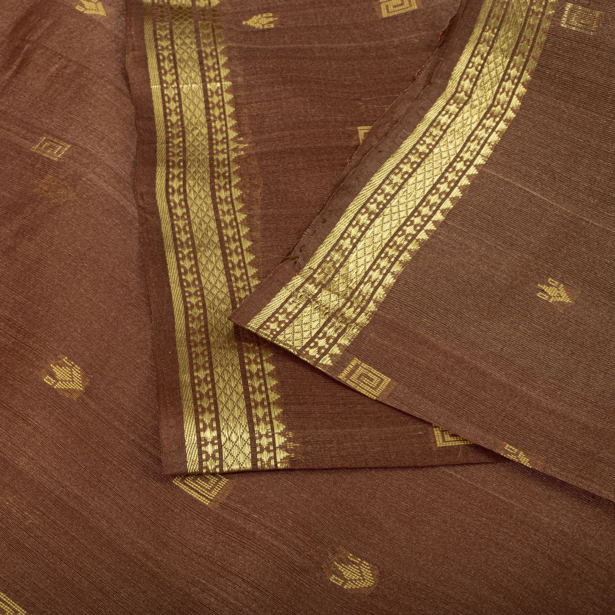 Sanskriti vintage Bhagalpuri Woven 100% Pure Tussar Silk Saree Brown Sari Fabric