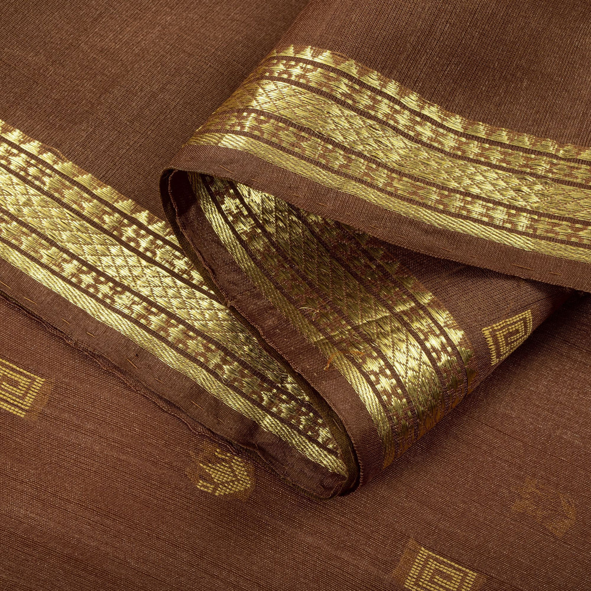 Sanskriti vintage Bhagalpuri Woven 100% Pure Tussar Silk Saree Brown Sari Fabric