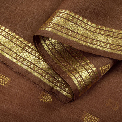 Sanskriti vintage Bhagalpuri Woven 100% Pure Tussar Silk Saree Brown Sari Fabric