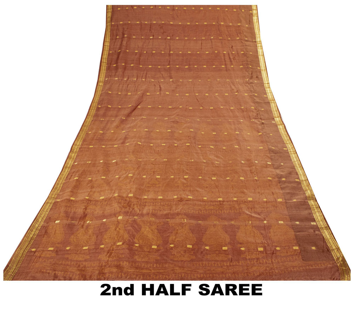 Sanskriti vintage Bhagalpuri Woven 100% Pure Tussar Silk Saree Brown Sari Fabric