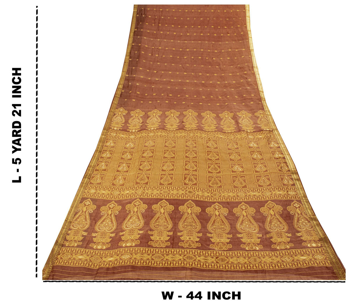 Sanskriti vintage Bhagalpuri Woven 100% Pure Tussar Silk Saree Brown Sari Fabric