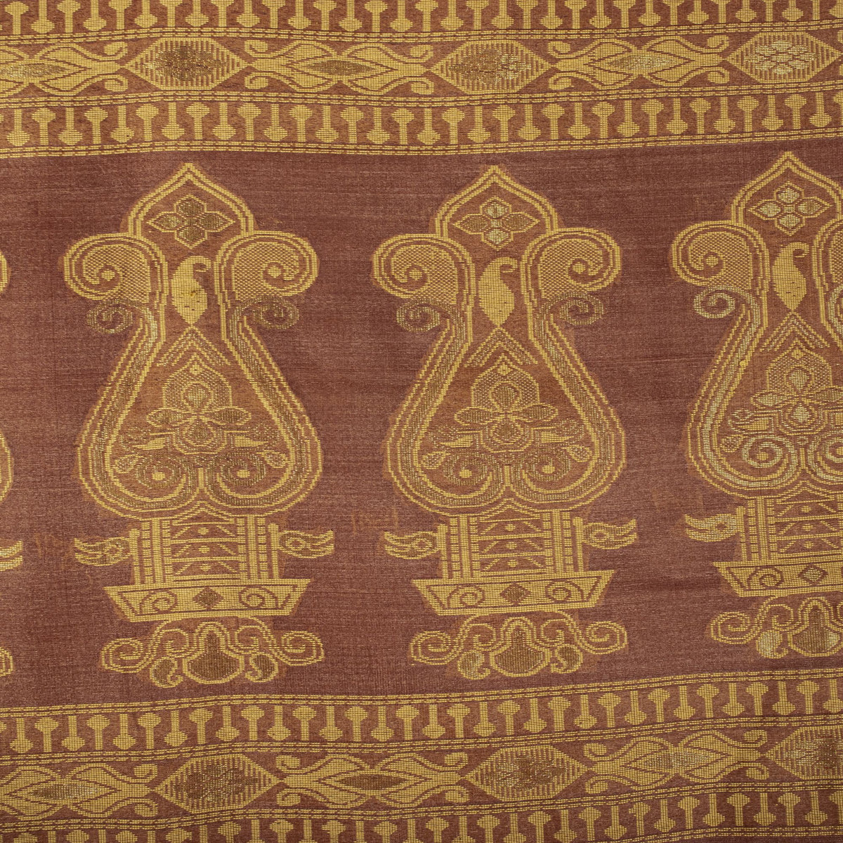 Sanskriti vintage Bhagalpuri Woven 100% Pure Tussar Silk Saree Brown Sari Fabric