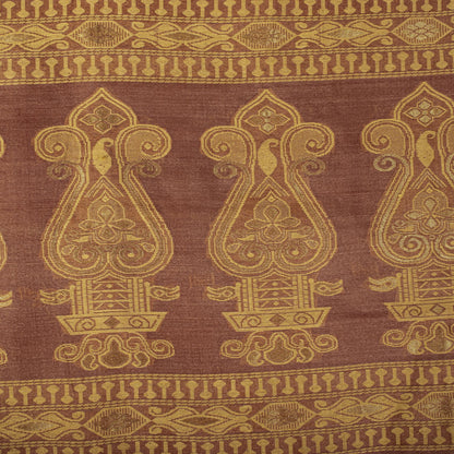 Sanskriti vintage Bhagalpuri Woven 100% Pure Tussar Silk Saree Brown Sari Fabric