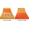 Sanskriti Vintage Yellow Sarees Pure Crepe Silk Hand Beaded Fabric Premium Sari