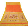 Sanskriti Vintage Yellow Sarees Pure Crepe Silk Hand Beaded Fabric Premium Sari