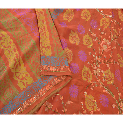 Sanskriti Vintage Sarees Pure Georgette Silk Hand Beaded Fabric Premium Sari