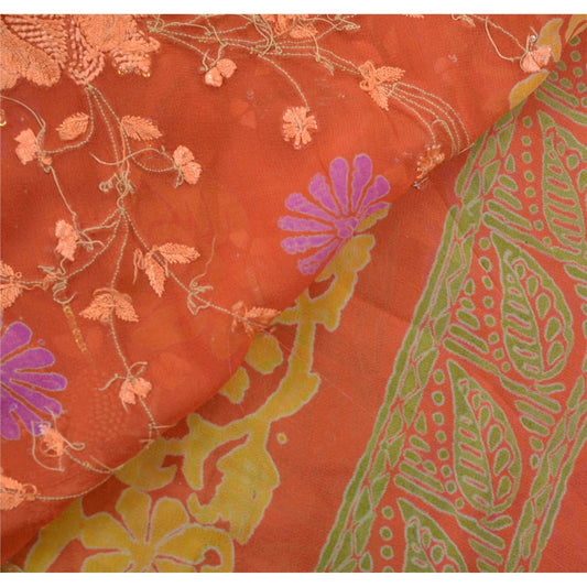 Sanskriti Vintage Sarees Pure Georgette Silk Hand Beaded Fabric Premium Sari