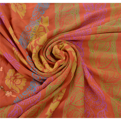 Sanskriti Vintage Sarees Pure Georgette Silk Hand Beaded Fabric Premium Sari