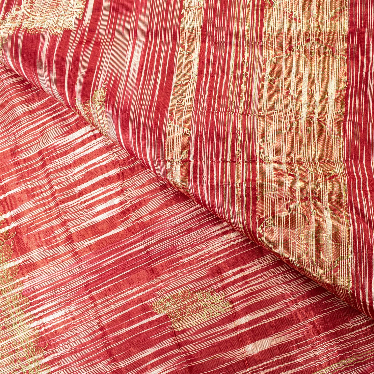 Sanskriti Vintage Red Indian Sari Blend Silk Woven Sarees Zari Work Craft Fabric