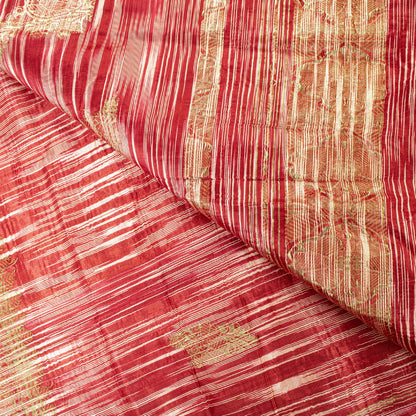 Sanskriti Vintage Red Indian Sari Blend Silk Woven Sarees Zari Work Craft Fabric