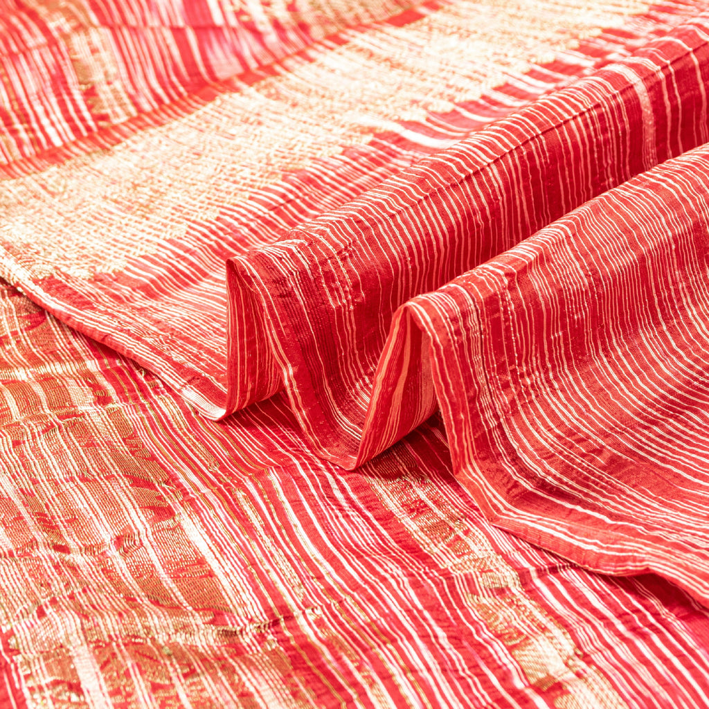 Sanskriti Vintage Red Indian Sari Blend Silk Woven Sarees Zari Work Craft Fabric