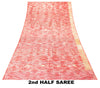 Sanskriti Vintage Red Indian Sari Blend Silk Woven Sarees Zari Work Craft Fabric