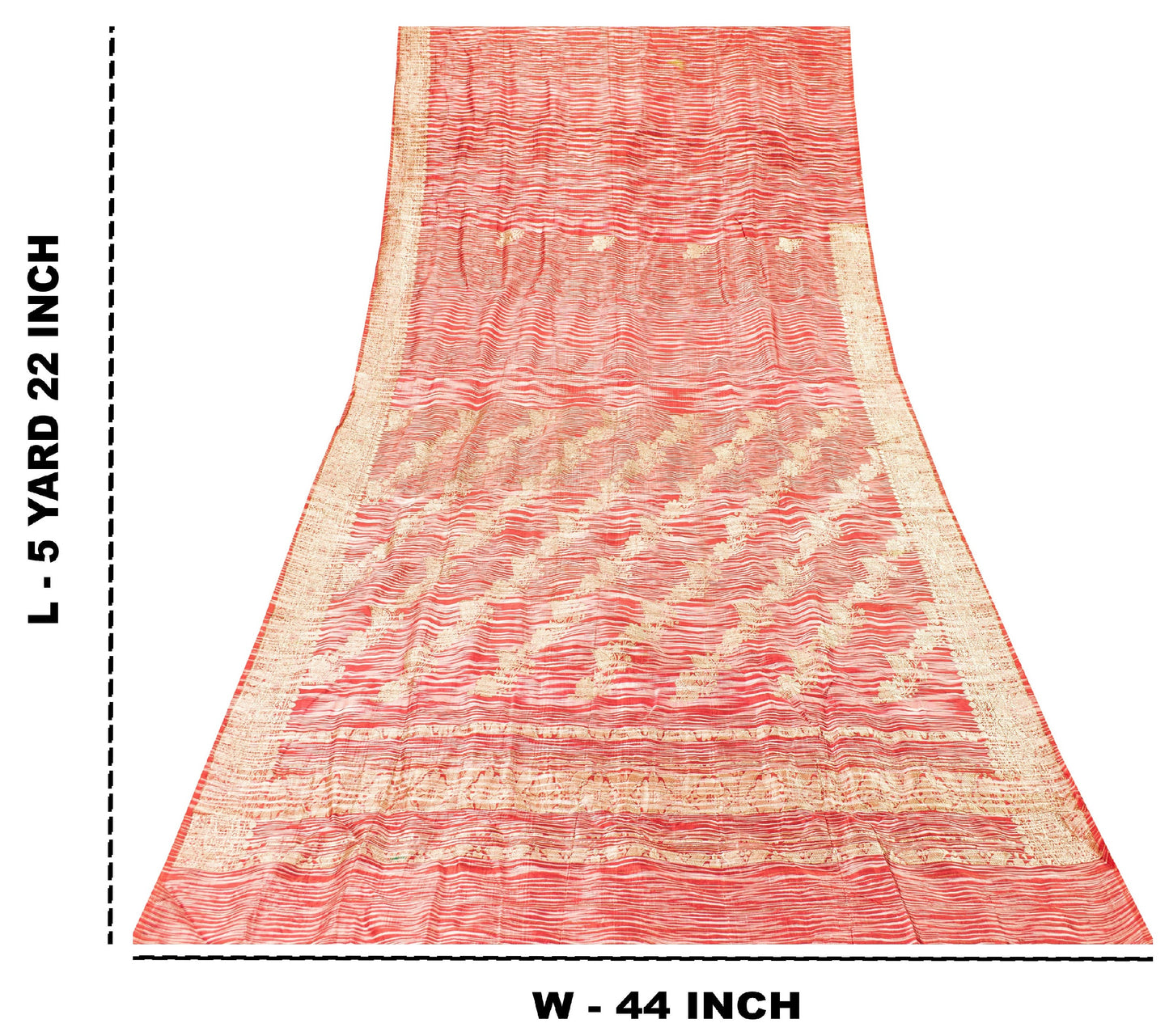 Sanskriti Vintage Red Indian Sari Blend Silk Woven Sarees Zari Work Craft Fabric