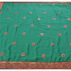 Sanskriti Vintage Green Sarees Georgette Embroidered Fabric Sari Blouse Piece