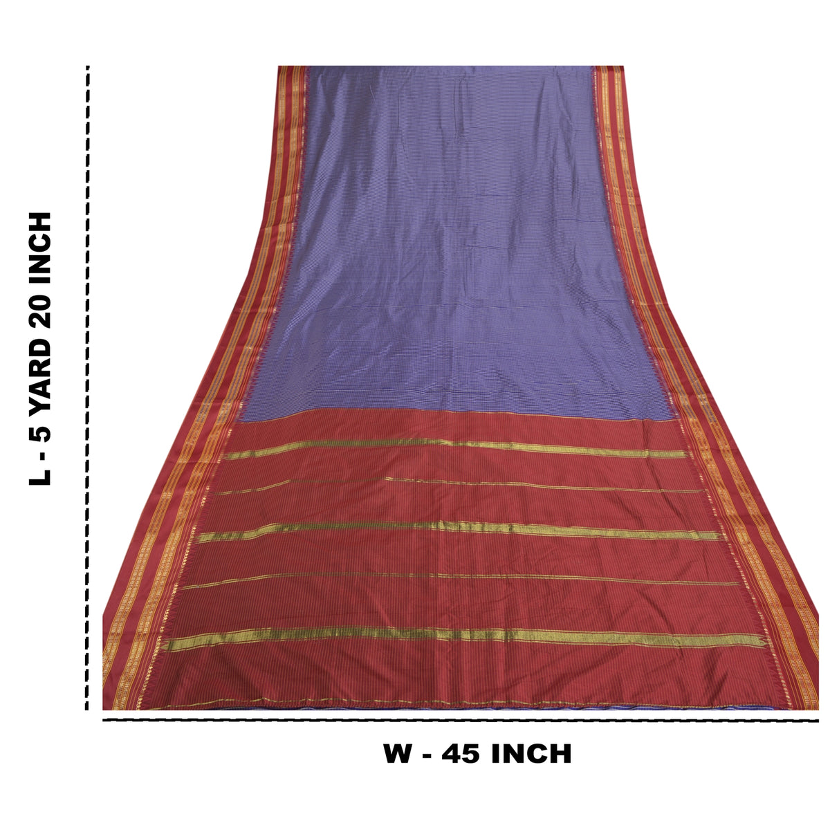 Sanskriti Vintage Ilkal Hand Woven Zari Art Silk Saree Purple Karnataka 5Yd Sari