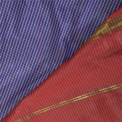Sanskriti Vintage Ilkal Hand Woven Zari Art Silk Saree Purple Karnataka 5Yd Sari