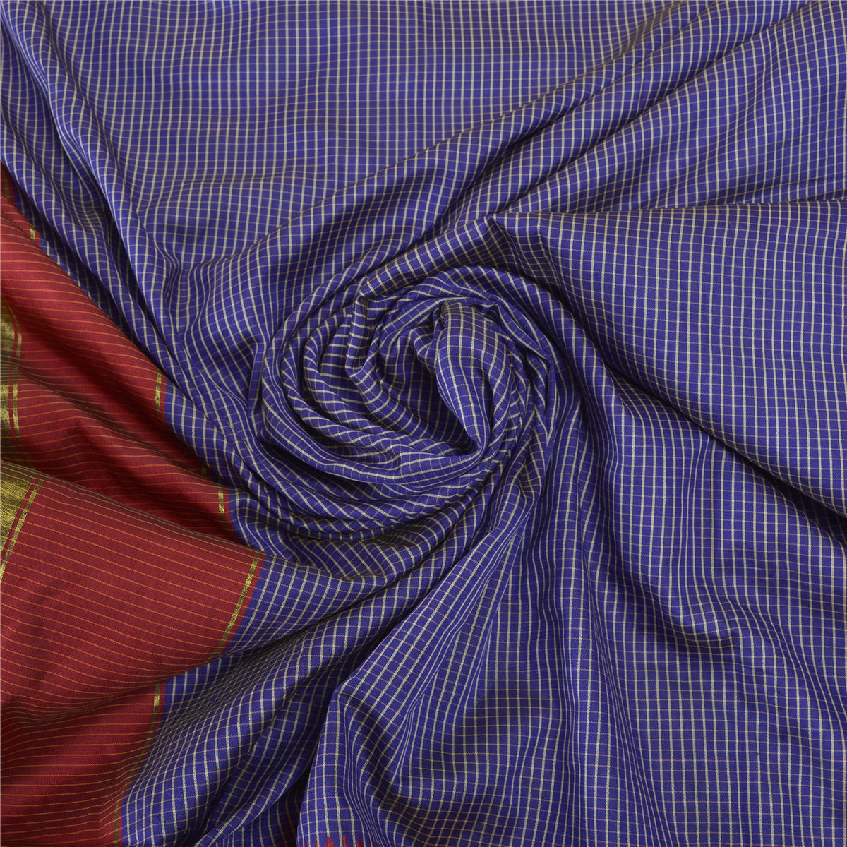 Sanskriti Vintage Ilkal Hand Woven Zari Art Silk Saree Purple Karnataka 5Yd Sari