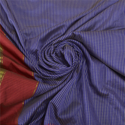 Sanskriti Vintage Ilkal Hand Woven Zari Art Silk Saree Purple Karnataka 5Yd Sari