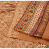 Sanskriti Vintage Dark Peach Sarees Pure Silk Hand Beaded Woven Sari 6yrd Sustainable Fabric