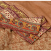 Sanskriti Vintage Dark Peach Sarees Pure Silk Hand Beaded Woven Sari 6yrd Sustainable Fabric
