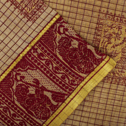 Sanskriti Vintage Baluchari Woven Human Blend Cotton Saree Peach Sari Fabric
