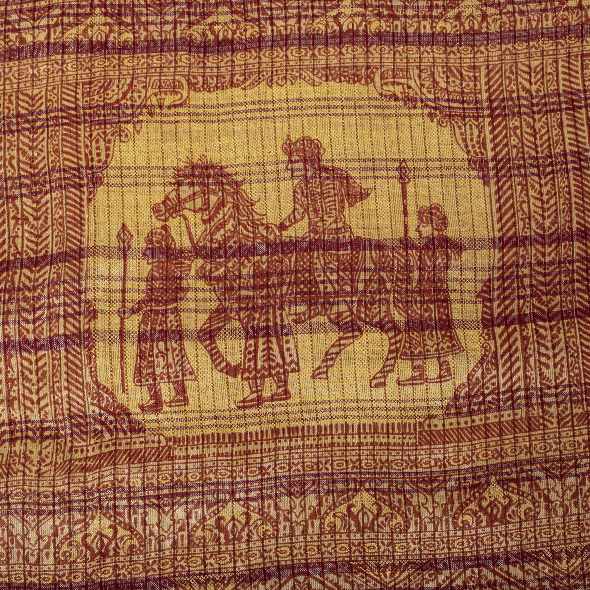 Sanskriti Vintage Baluchari Woven Human Blend Cotton Saree Peach Sari Fabric