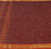Sanskriti Vintage Handwoven Ikat Sarees Pure Cotton Sari Premium Dark Red Sustainable Fabric