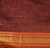 Sanskriti Vintage Handwoven Ikat Sarees Pure Cotton Sari Premium Dark Red Sustainable Fabric