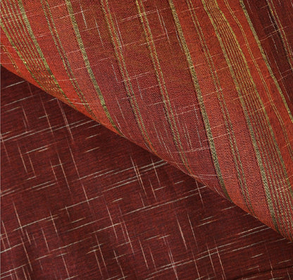 Sanskriti Vintage Handwoven Ikat Sarees Pure Cotton Sari Premium Dark Red Sustainable Fabric